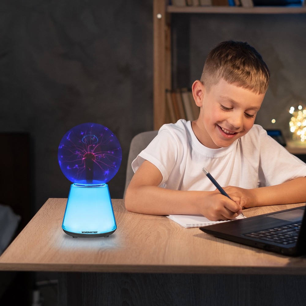 Monster Plasma Sphere,Interactive Electrostatic Plasma Globe Lamp with LED Color