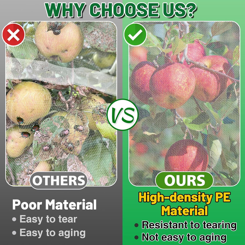 Easy Installation Fruit Tree Netting with Zipper & Drawstring - 6.2X6.2Ft Ultra