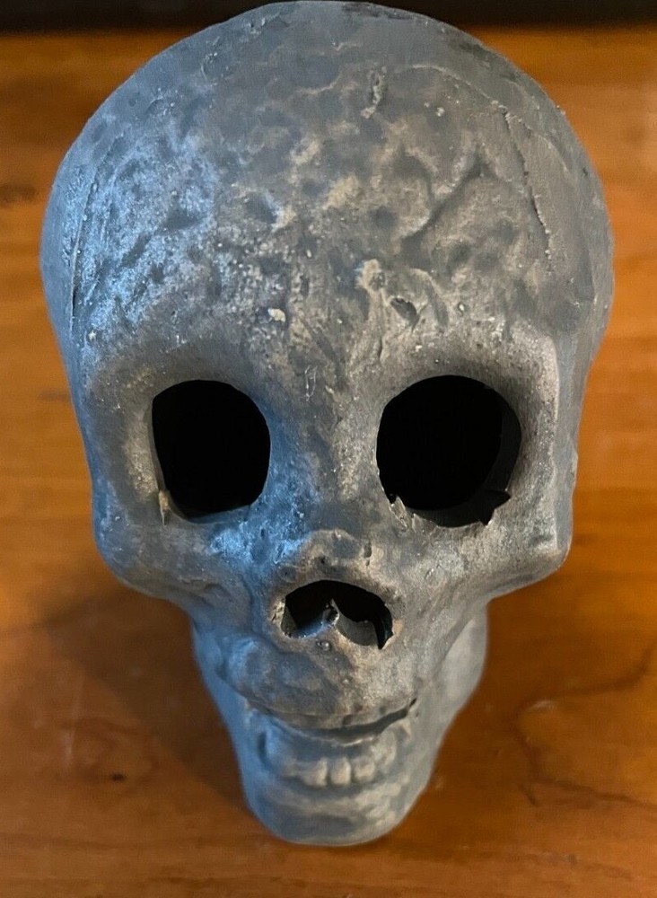 NIB Ceramic Human Skull for Firepit Fireplace Halloween