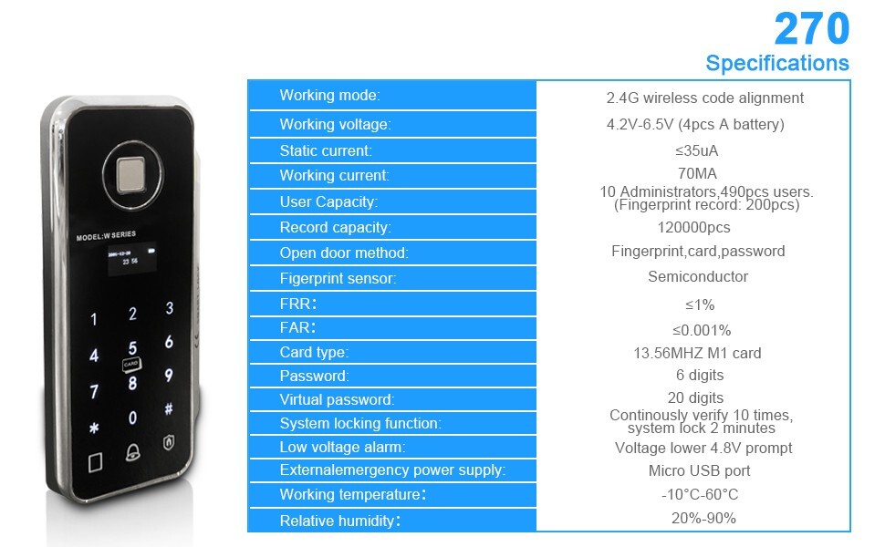 WiFi Access Control Magnetic Lock System with Wireless Fingerprint Keypad