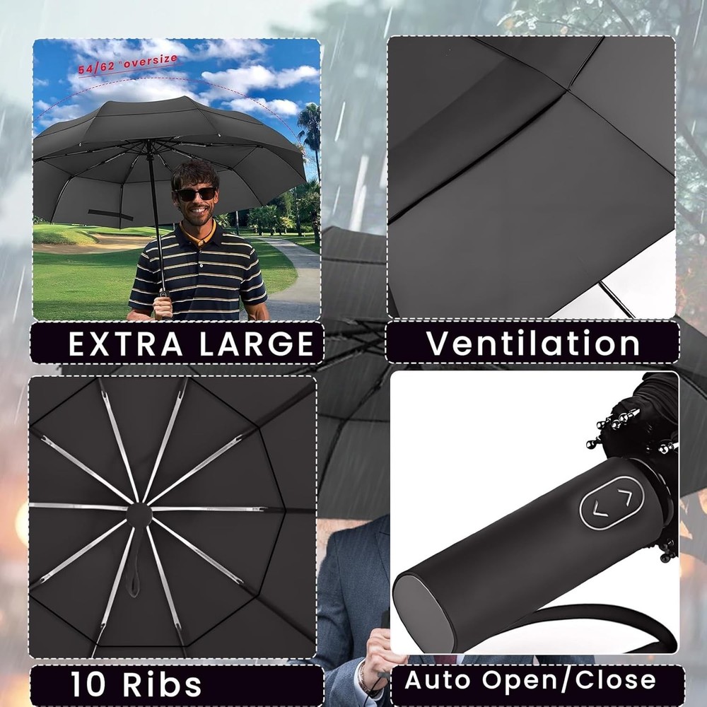 Elegantly Crafted 54 Inch Golf Umbrella: Automatic Open, Waterproof & Windproof