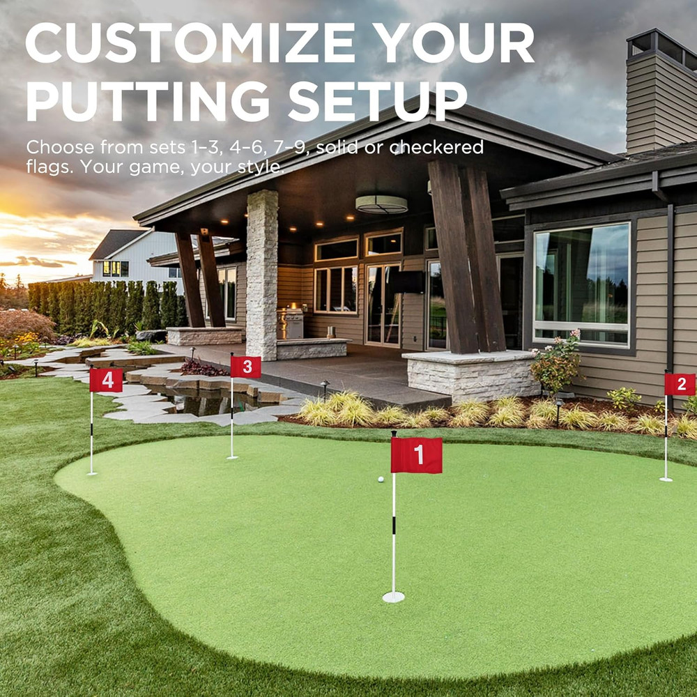 Mini Golf Flagstick Set - 3ft Double-Sided Flags for Yard & Putting Green