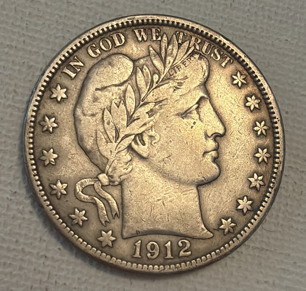 1912-D BARBER HALF DOLLAR - VF+