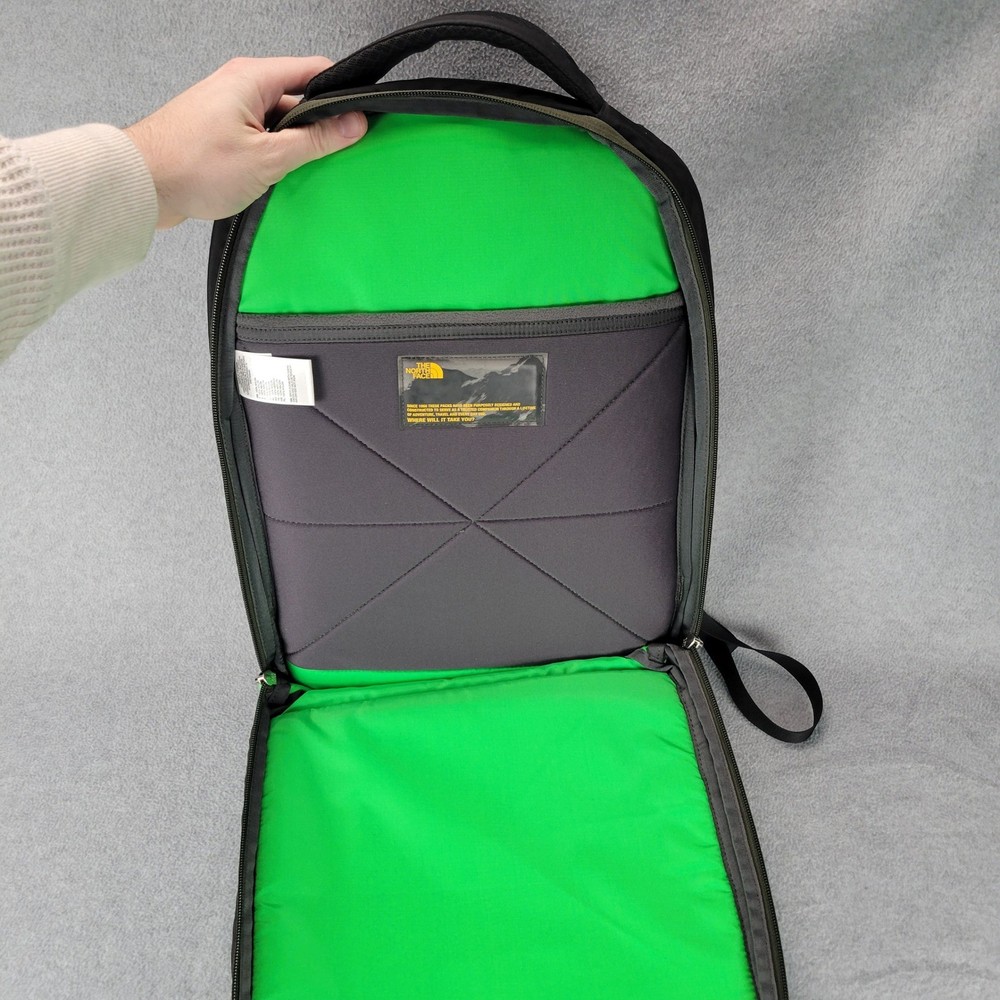 The North Face Microbyte Backpack Black Olive Green Laptop Daypack FlexVent