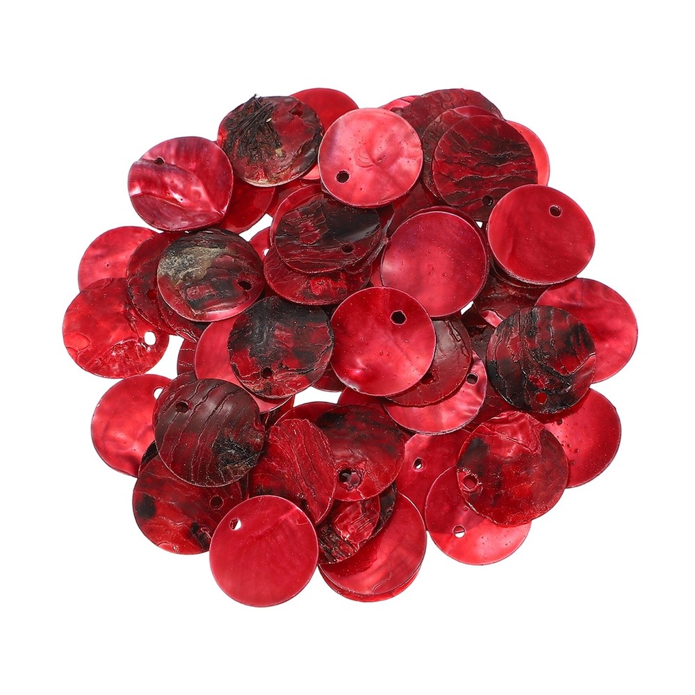 65Pcs Capiz Shells 1.5cm/0.6" Round Wine Red Shells for Crafts, Wine Red