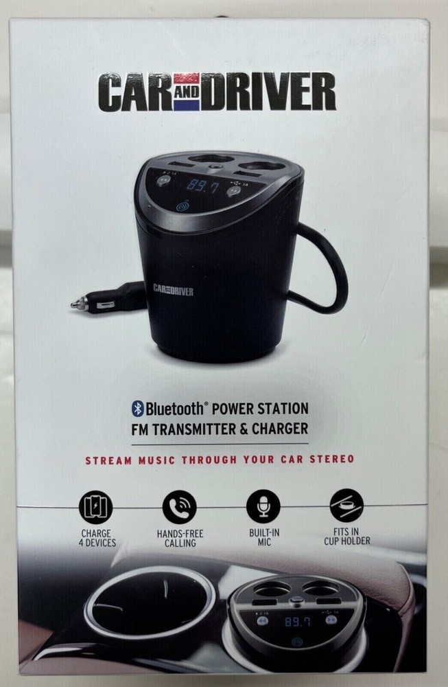 Car and Driver Bluetooth Power Station FM Transmitter & 4 Port Charger (CAD4057)