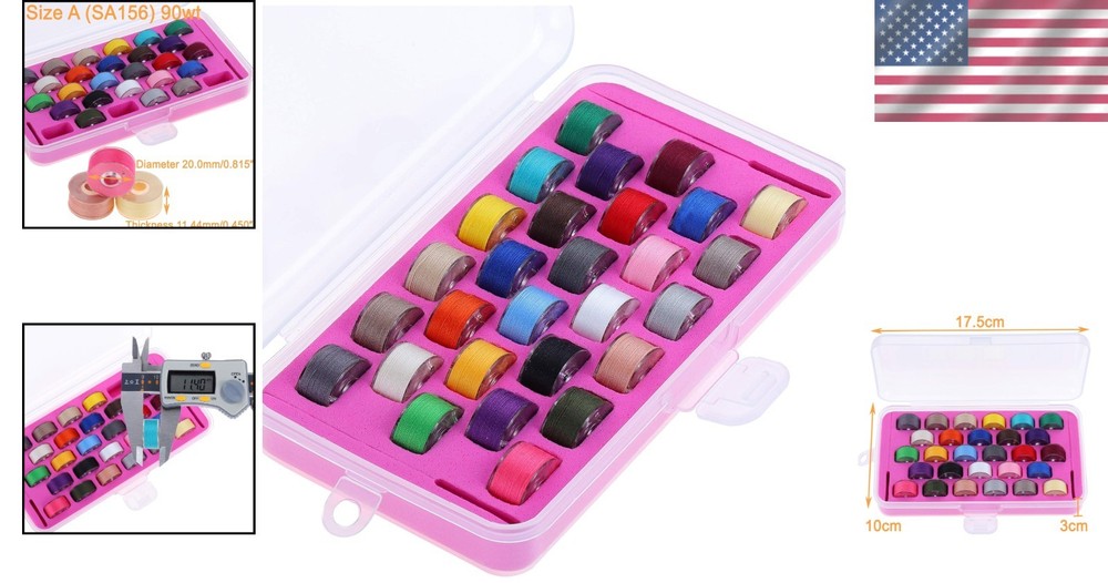 28 Assorted Color Prewound Bobbin Threads - 60S/2 Soft Feel Polyester