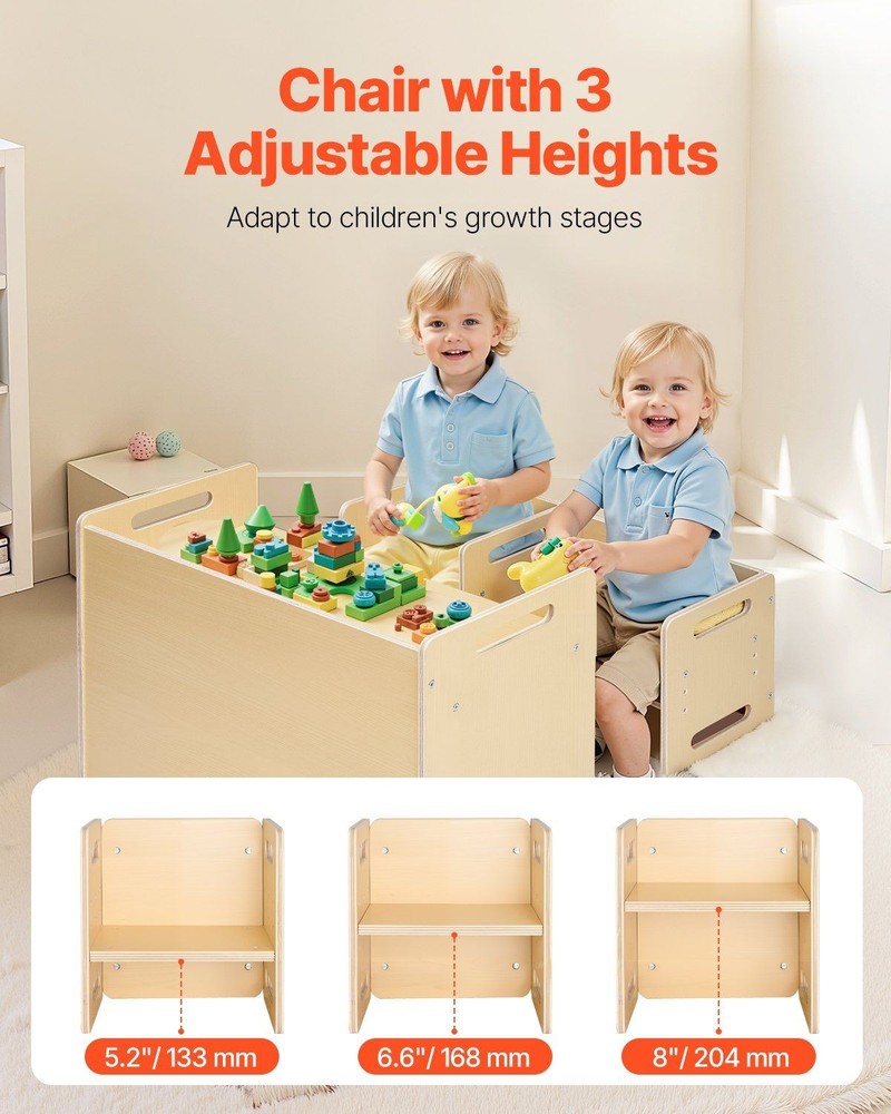 Multi-Use Child Desk with 2 Chairs Convertible Functionality Strong