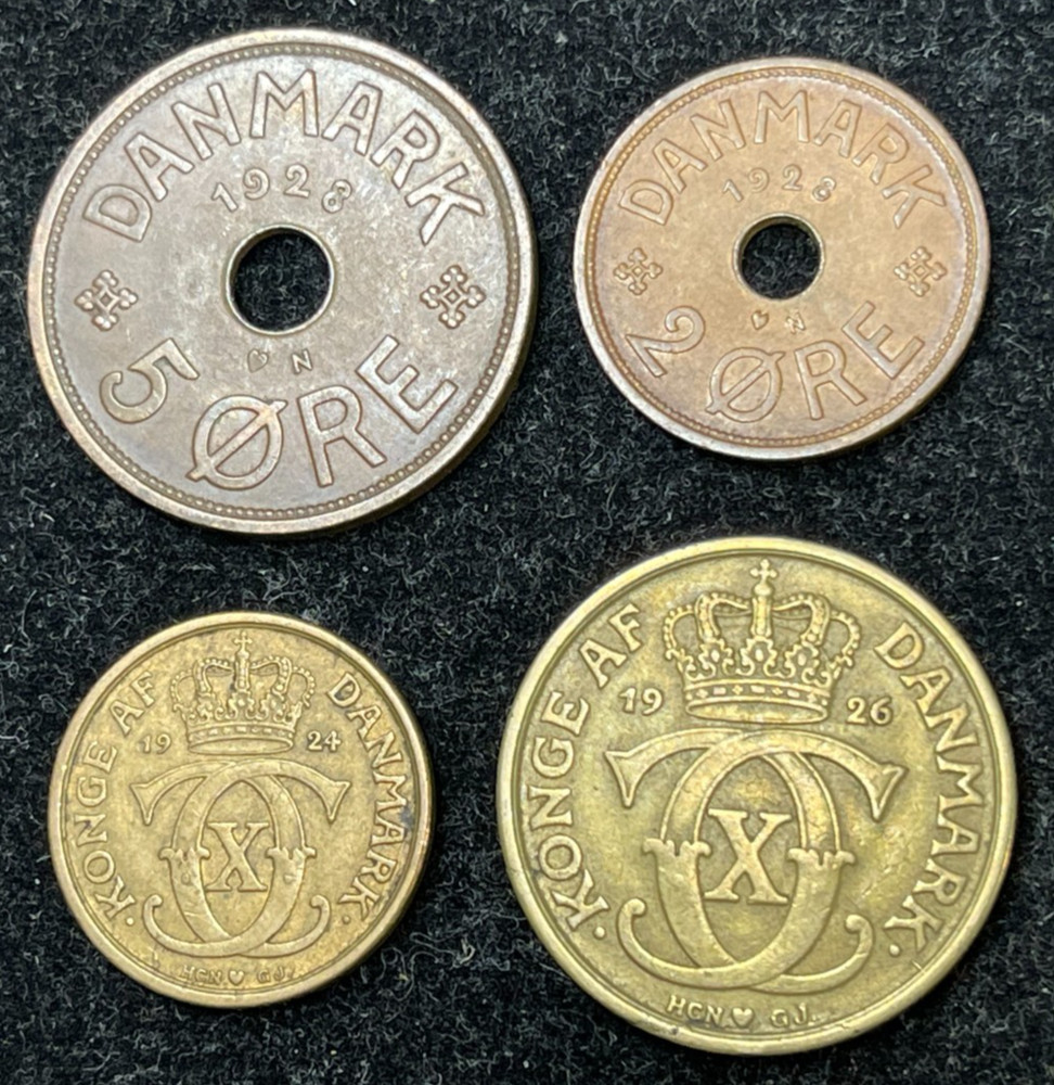Assorted Early Denmark 4 Coins Lot