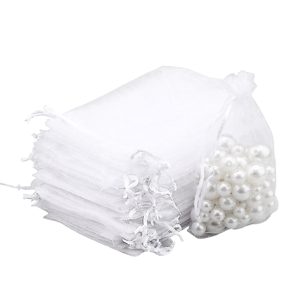 White Drawstring Organza Gift Bags Wedding Party Favor Jewelry Pouches 20/50/100