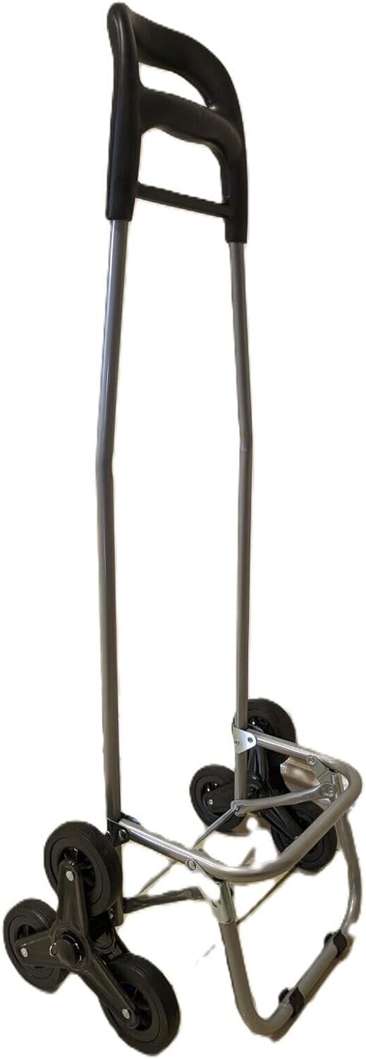 Tri 6 Wheels Black Shopping Trolley Folding Stair Climbing Grocery Cart With Bag