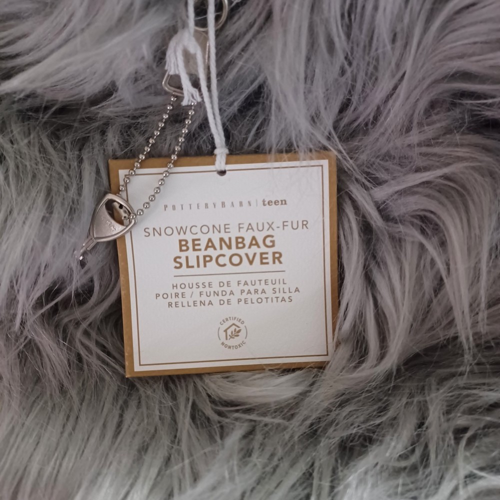 Pottery Barn Teen Snowcone Himalayan Faux Fur Bean Bag Cover Gray White NWT