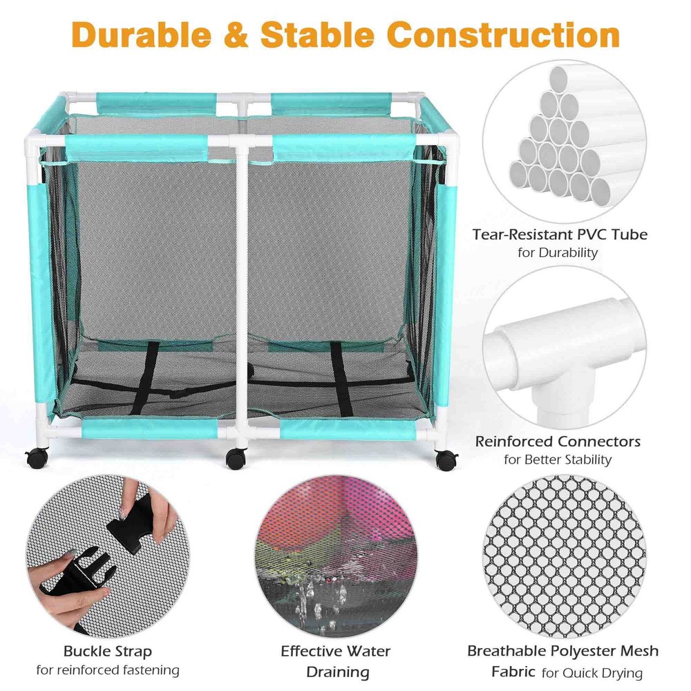 AplusChoice 214 Gallon Pool Float Storage Bin 6 Wheels Rolling Cart Closeout