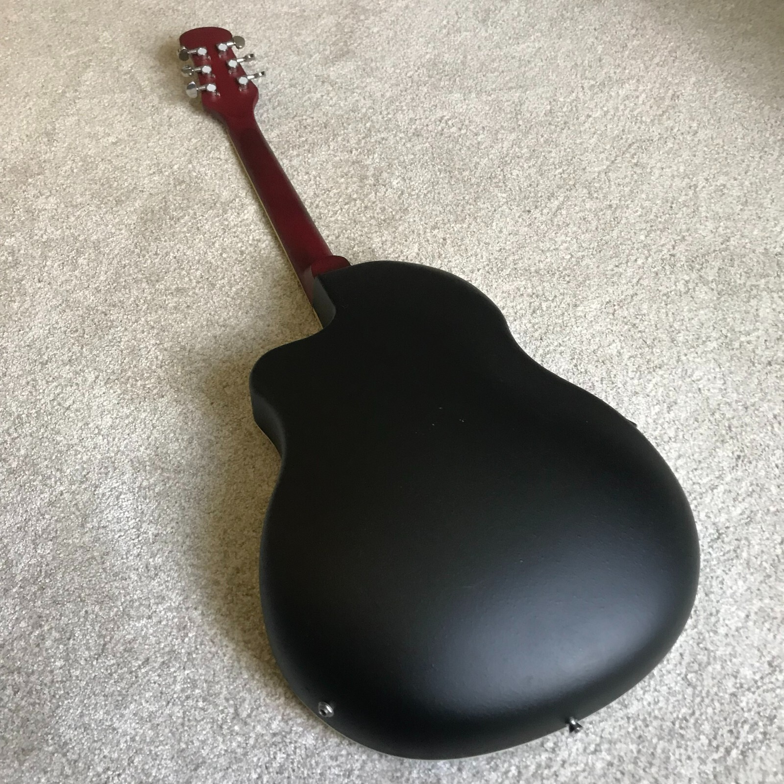 Red Acoustic Electric Guitar, Full Size with Cutaway, Round ABS Back, Gig Bag