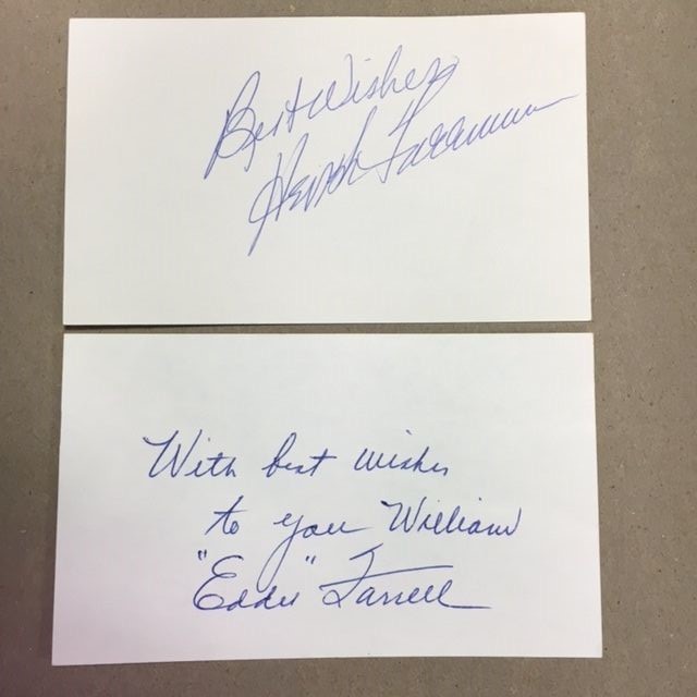 Hershell Freeman 1952 Boston Red Sox Signed Index Card  JSA Precert