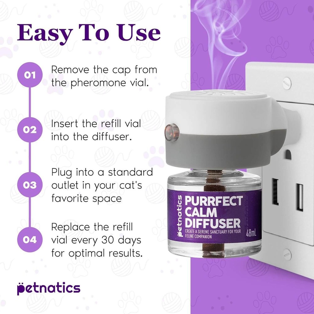 Purrfect Calm Cat Diffuser – Natural Odorless Calming Solution for Stress Relief