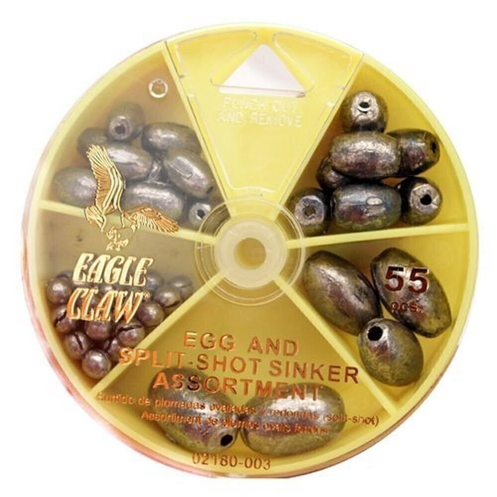 Eagle Claw Sinker Assortment Egg Sinker & Split-Shot (Per 55)