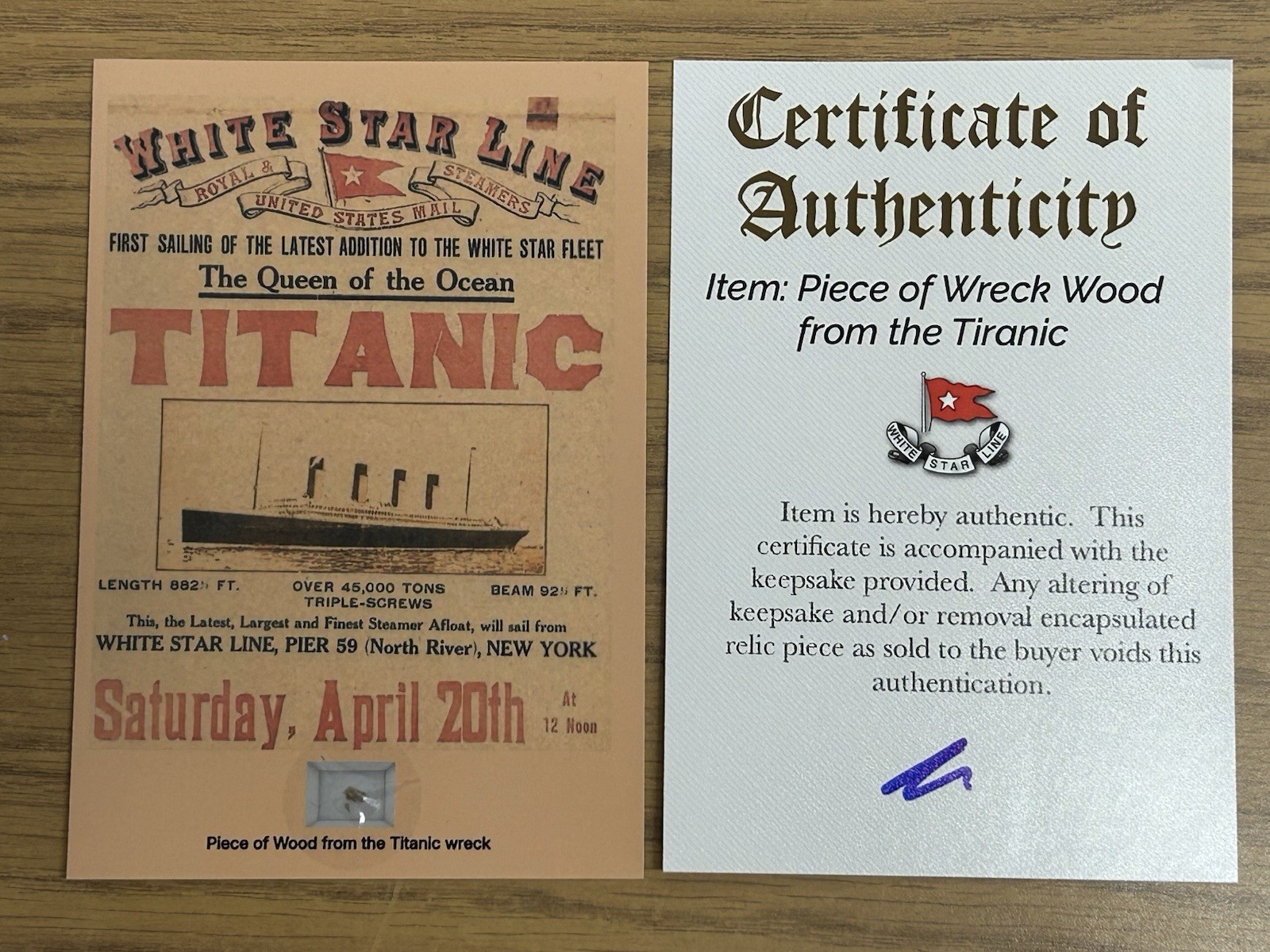 Titanic Wood Relic Photo Display Authentic Historical History