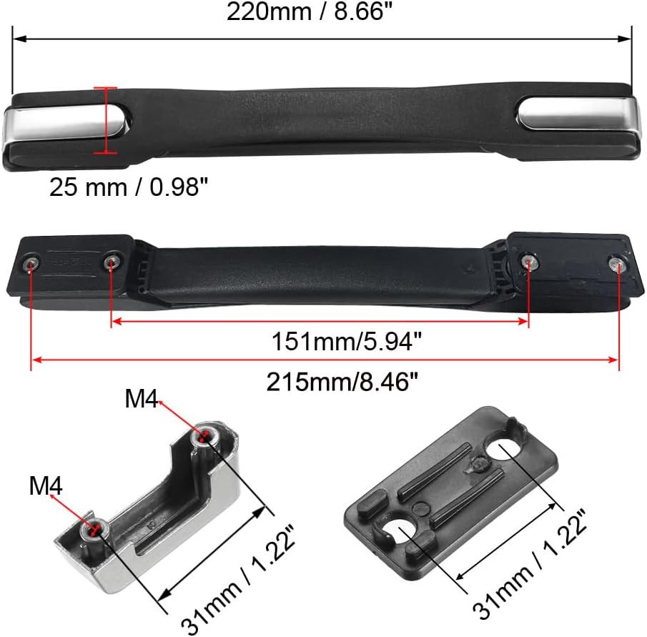 Luggage Handle, 220Mm Long Strap Grip Replacement for Suitcase Case Black