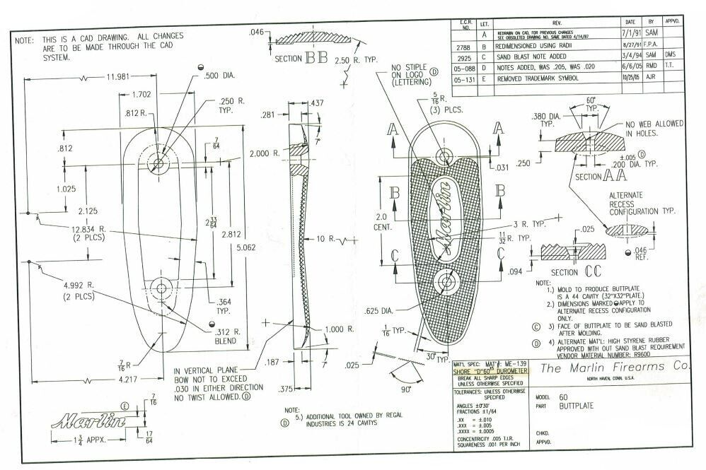 NOS Marlin Factory Buttplate F406467 Model 60 336 1895 1894CB 1894CL 39