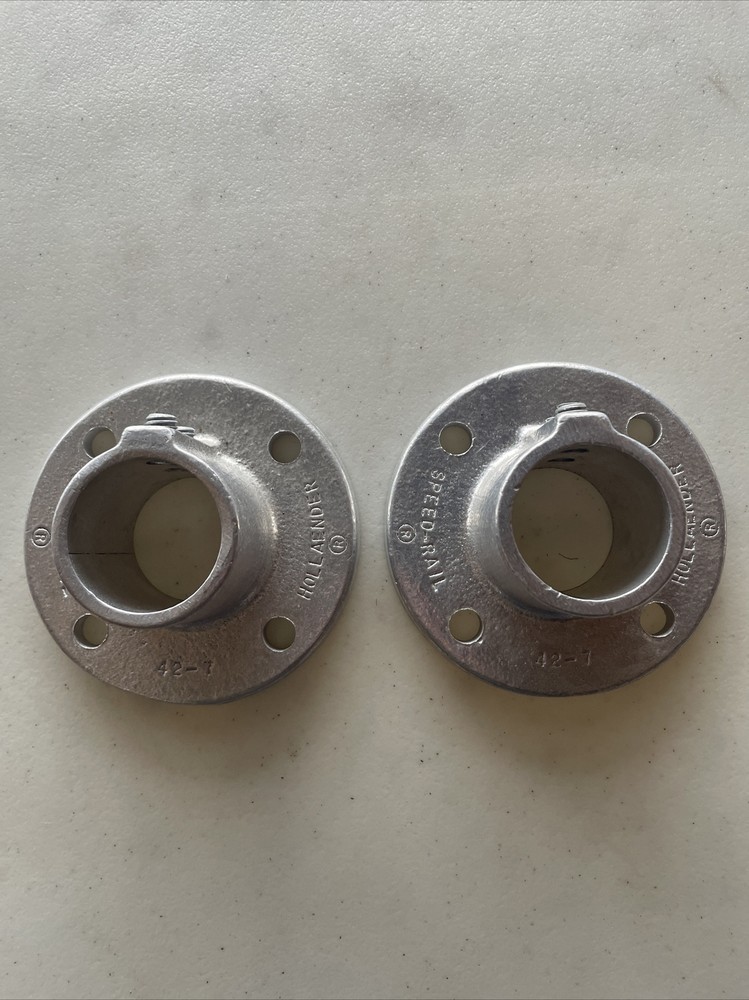 2 Pack Hollaender 42-7 Structural Pipe Fitting, Round Base Flange, Aluminum