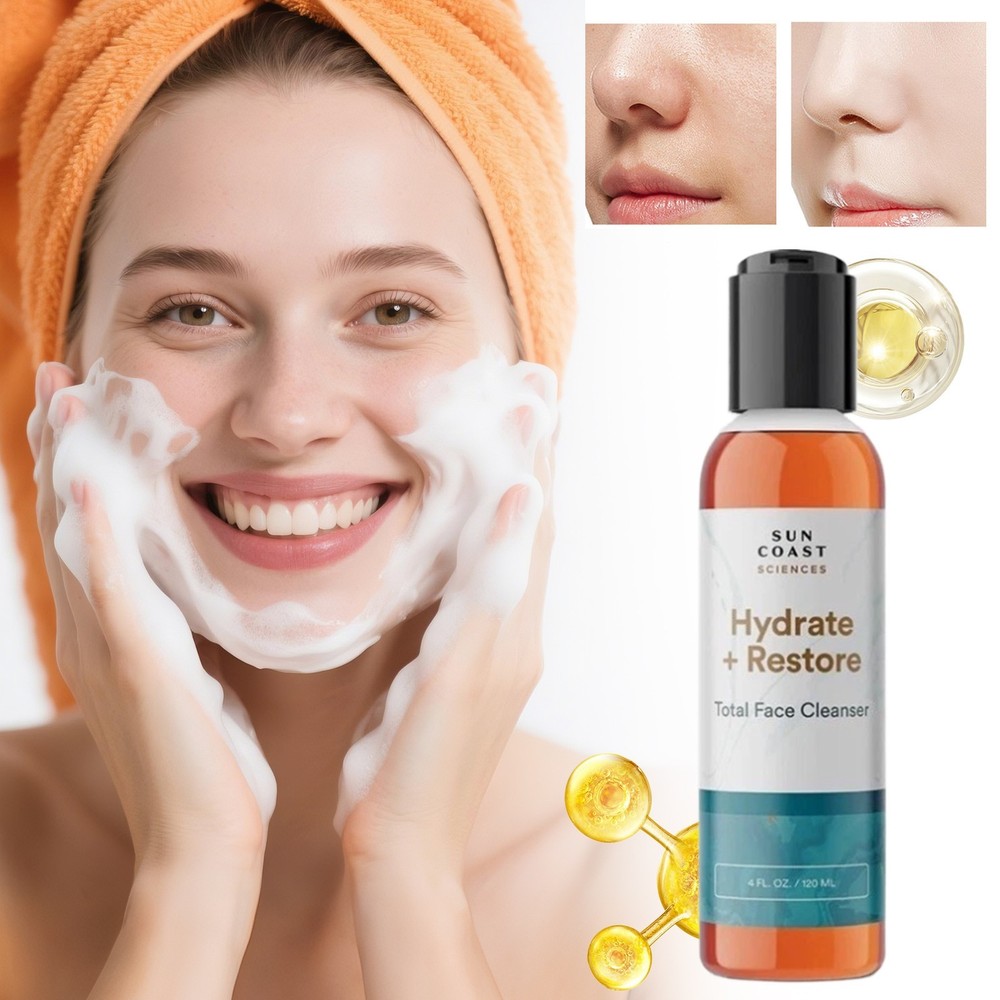 1-3Pack Sun Coast Sciences New Hydrate + Restore Total Face Cleanser 120ml