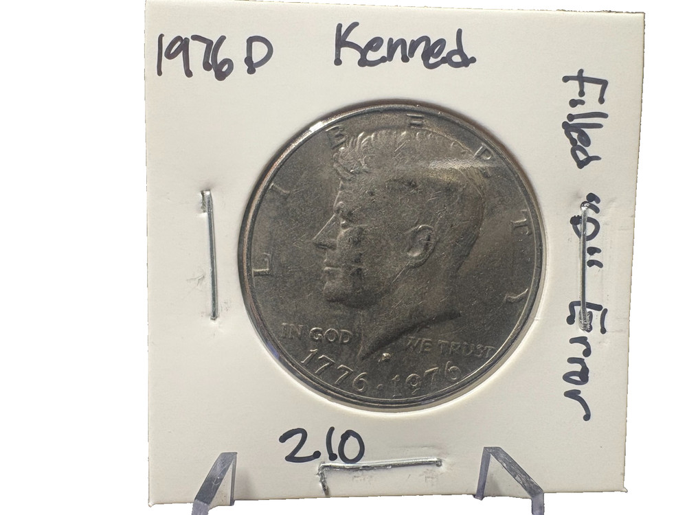 1976D Kennedy Half Dollar Error - Filled Mint Mark "D" Error - #210