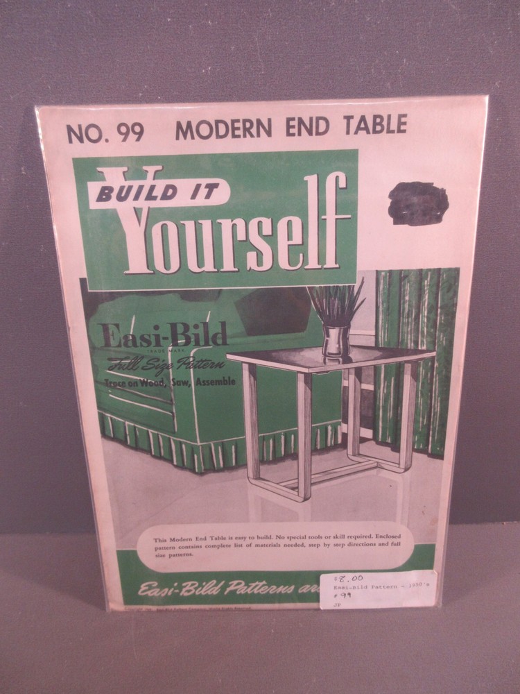 1949 Easi-Bild No 99 Modern End Table Build It Yourself Plans