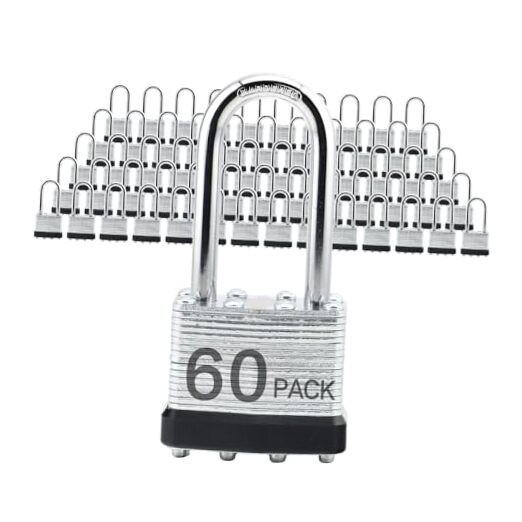 Lock Outdoor Padlocks, Key Lock, Padlocks with Same Key - 60 PACK BLACK