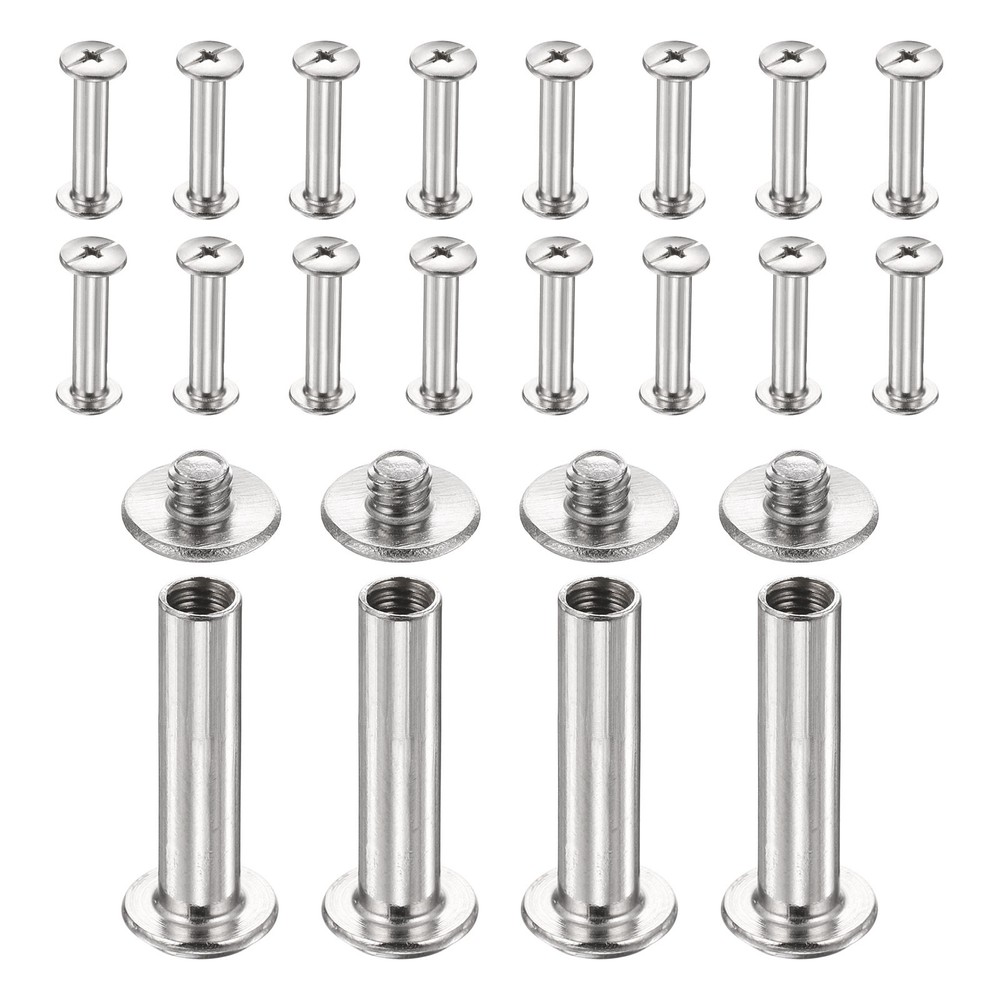20set Phillips Chicago Screw M4x21mm Binding Post Screw, Silver
