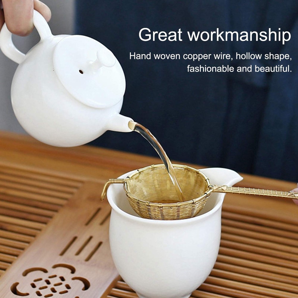 Copper Tea Infuser Strainer dense mesh Reusable Loose Leaf Teapot Filter with...