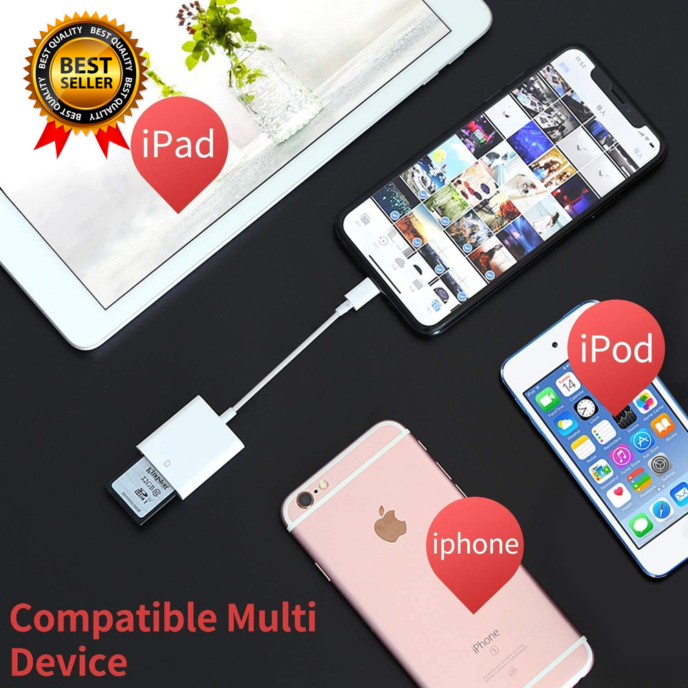 Apple Mfi Certified Lightning to SD Card Camera Reader for Ipad Sd Card Reader