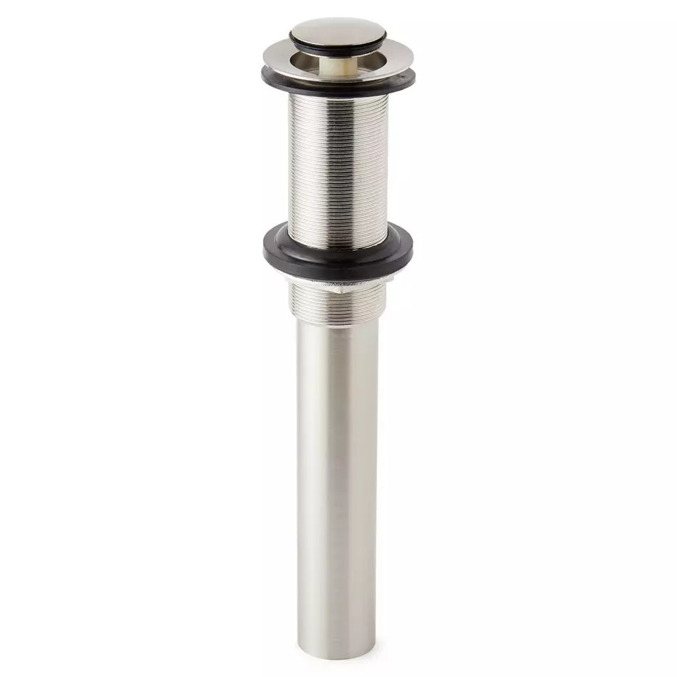 EXTENDED PRESS TYPE POP-UP BATRHOOM DRAIN- OVERFLOW HOLE - BRUSHED NICKEL