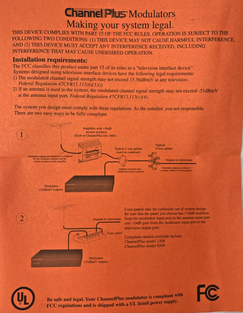 Multiplex Technology Channel plus 5314 DIN Rail Camera Modulator UHF Cable CATV