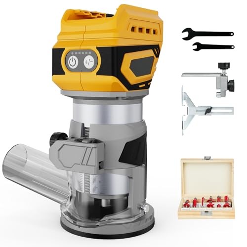 Cordless Brushless Compact Router Compatible with Dewalt Router Fixed Base Kit