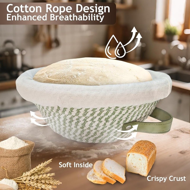Premium Sourdough Proofing Kit W/ Machine Washable Liners Artisan Baking New
