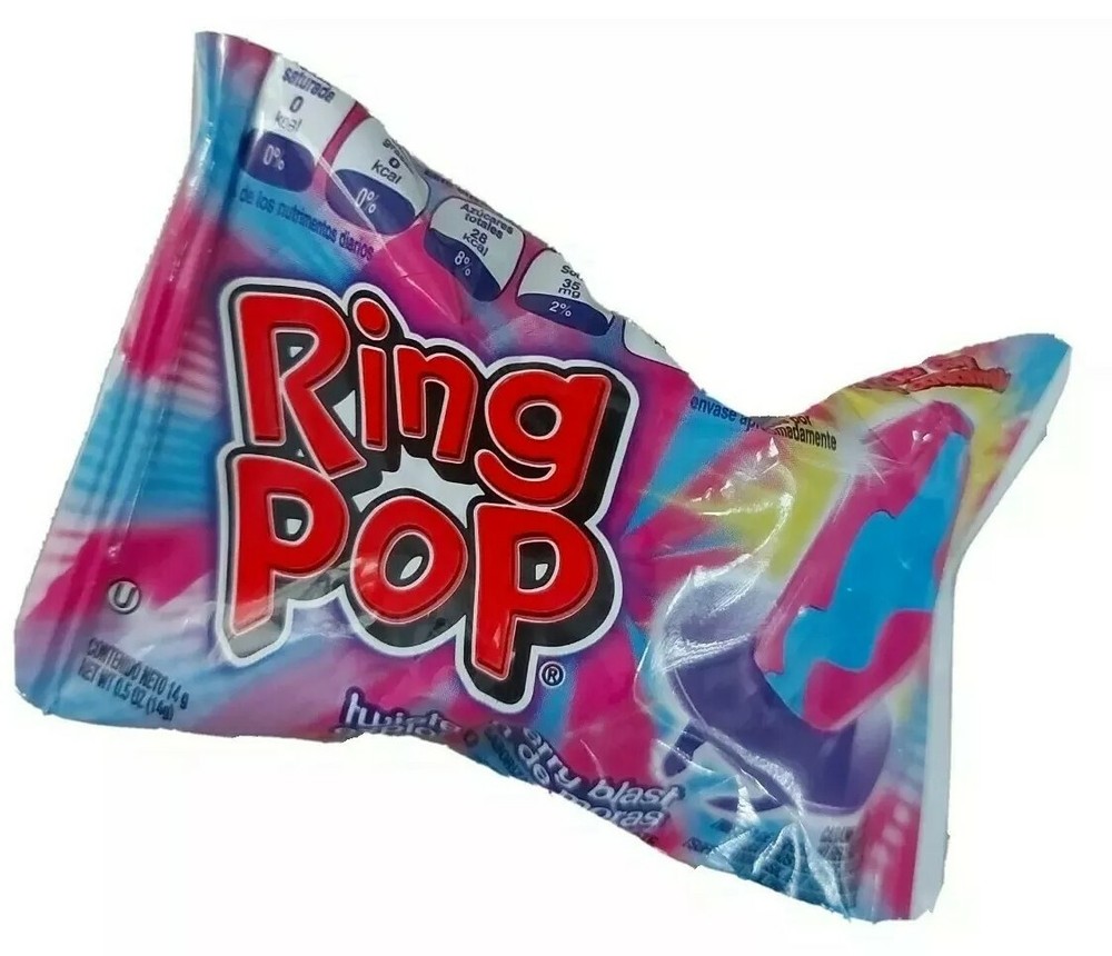 CONFETTI RING POP WITH REAL FRUIT JUICE CANDY RING ASSORTED (JAR-30PKS)