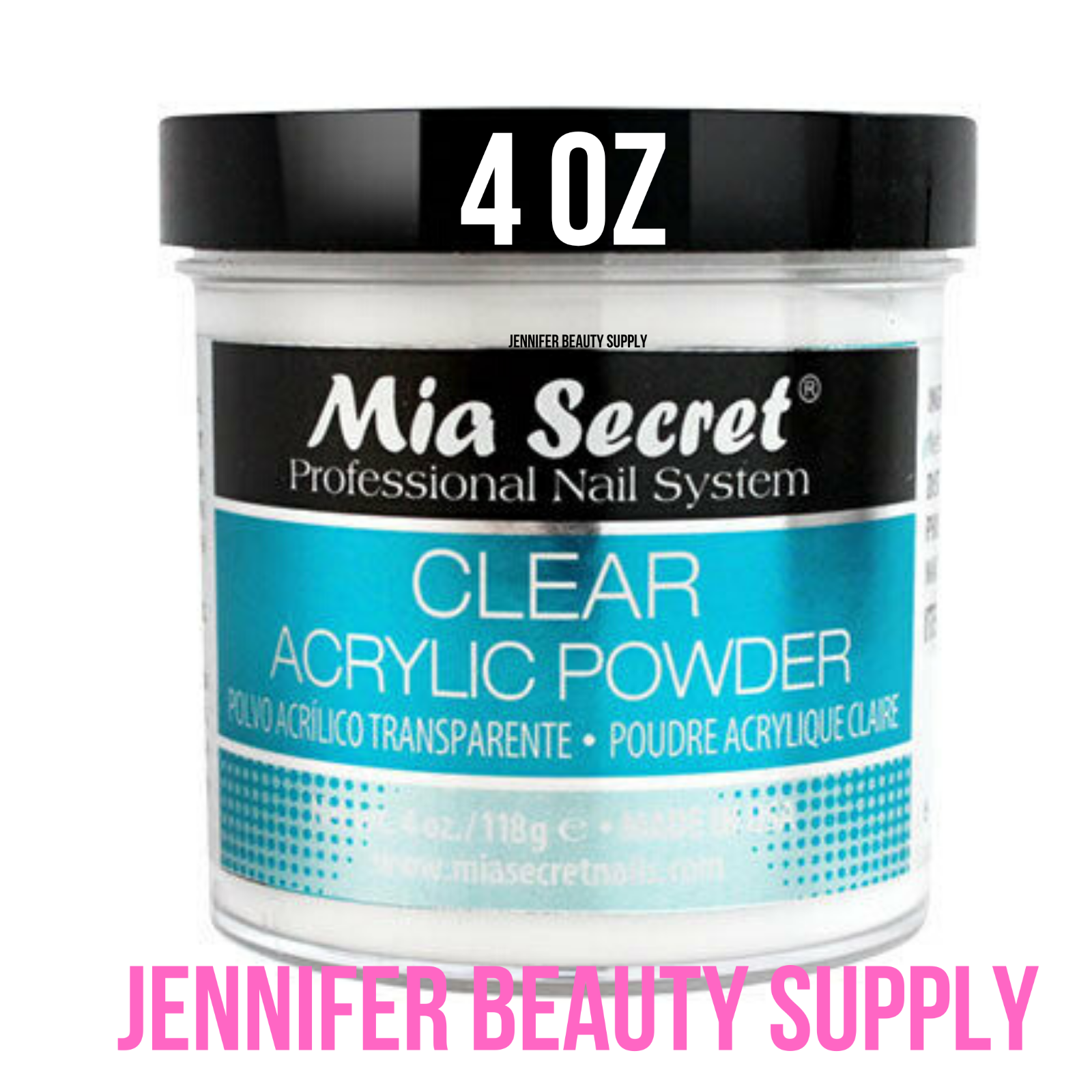 MIA SECRET CLEAR ACRYLIC POWDER 2 OZ 4 OZ 8 OZ | JENNIFER BEAUTY SUPPLY