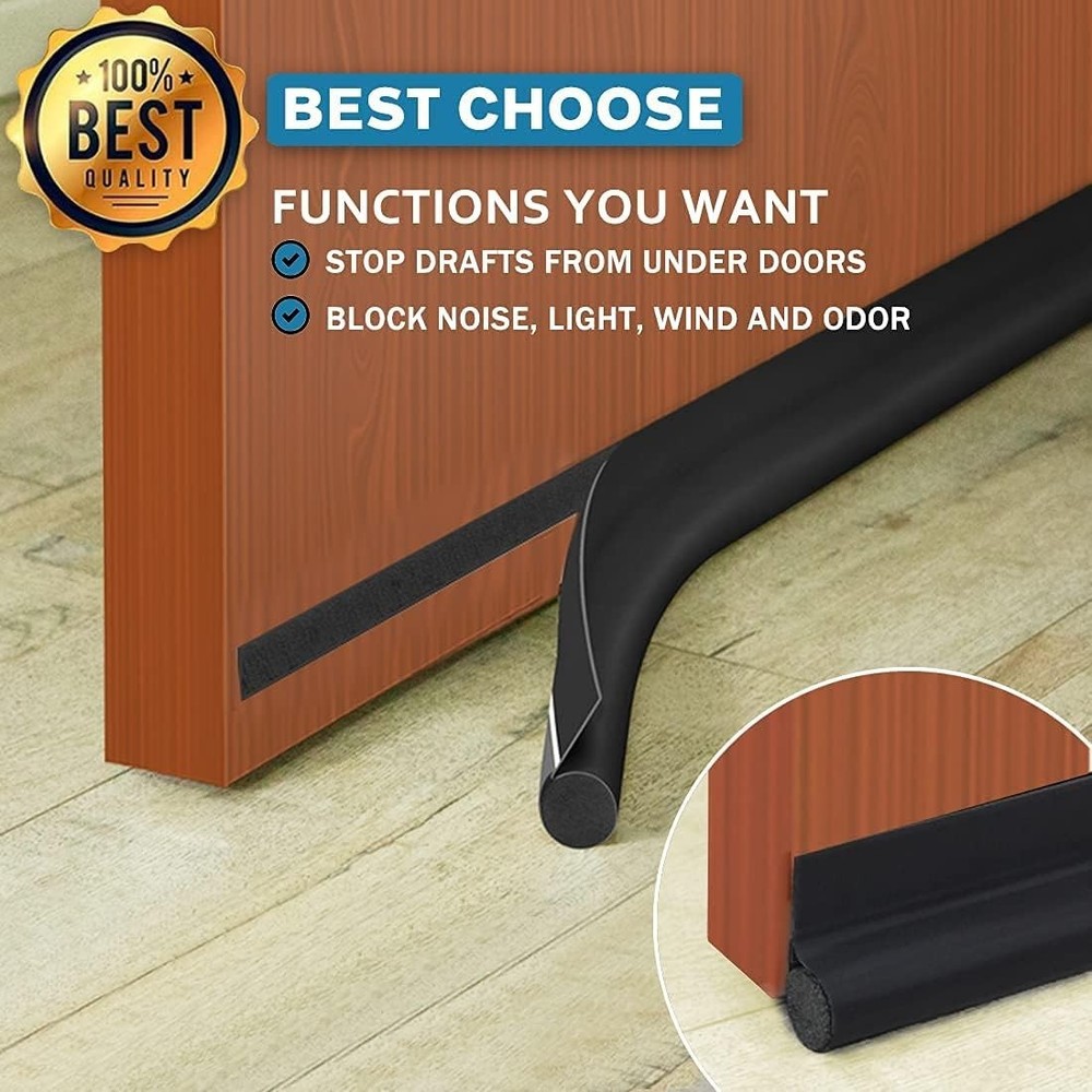 Weather-Resistant 36'' Black Door Draft Guard - Effortless Installation Solution