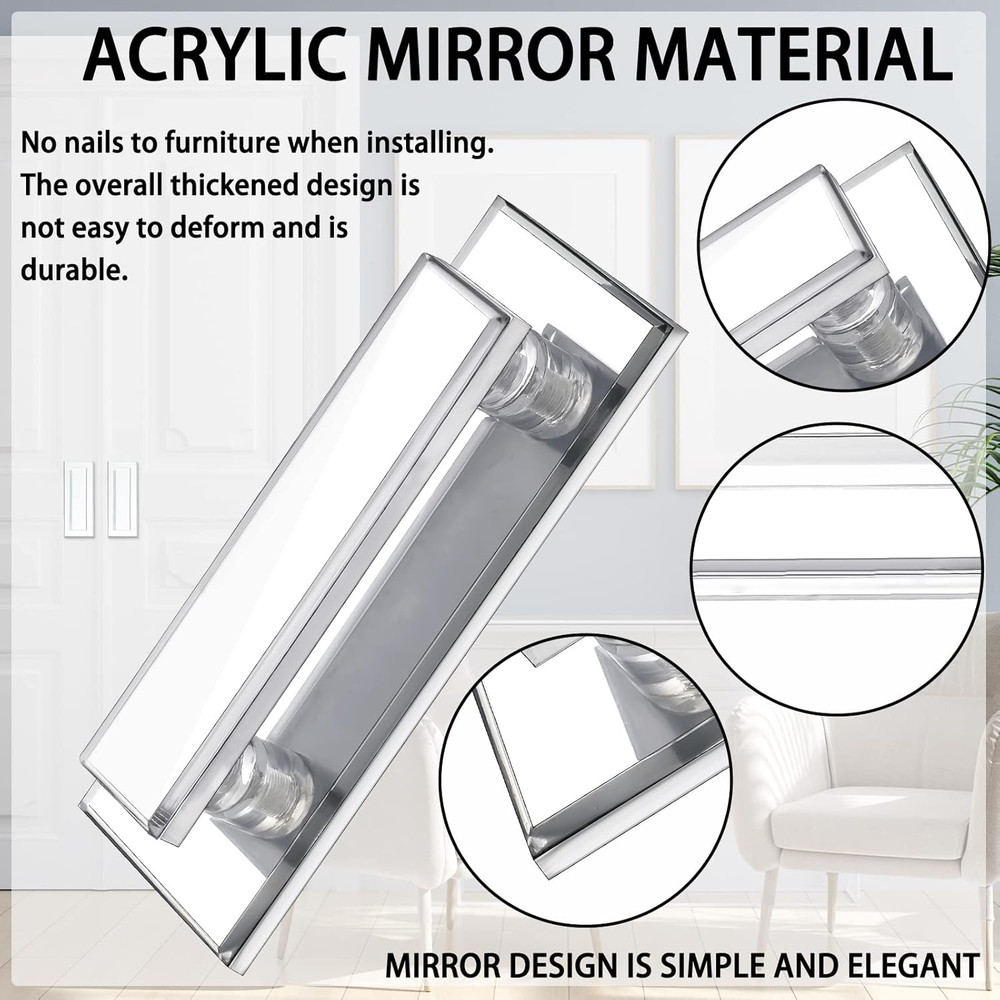 2 Pcs Mirror Closet Door Pulls Handle Adhesive Self Stick Acrylic Drawer Handle