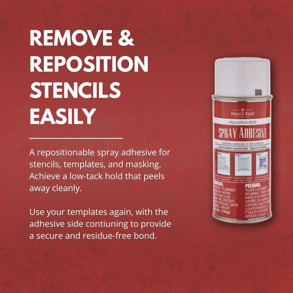 Stencil Ease Stencil Adhesive Spray – Repositionable, Low-Tack Temporary H