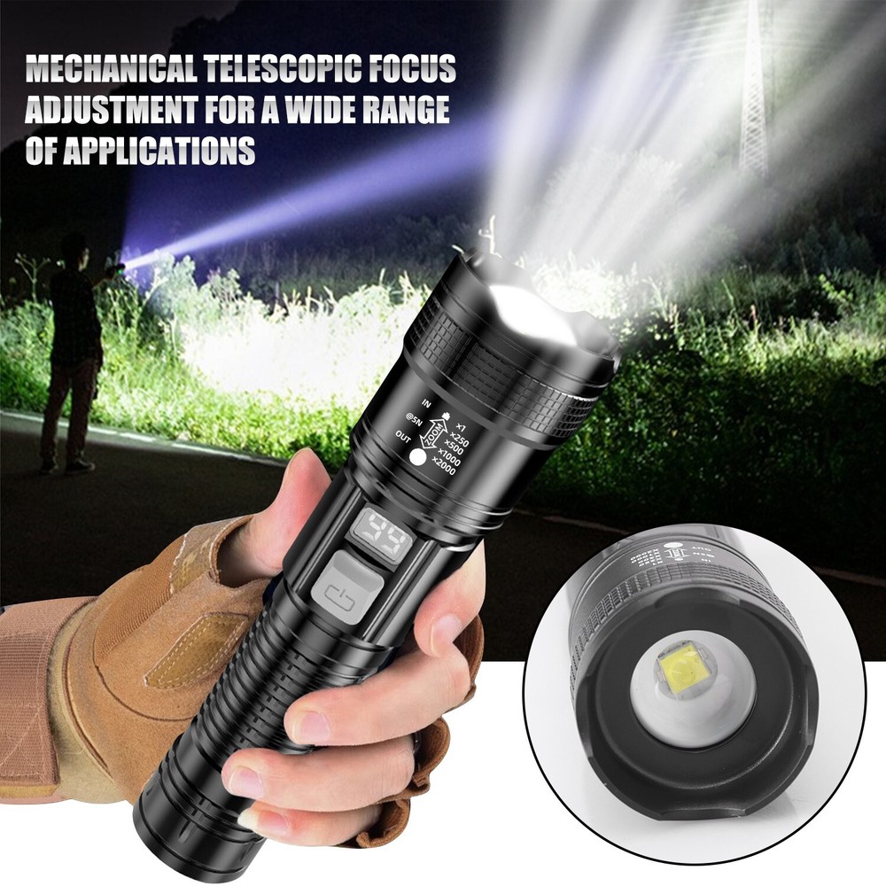 Type-C Charging QuadCore LED Flashlight - Power, Zoom & Floodlight For Outdoor