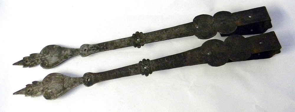 1 Pair Engraved Design 18th Century Offset Strap Hinges ~24" Long~