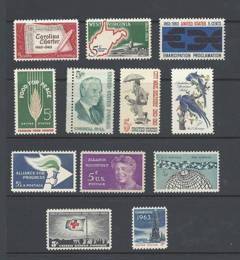 US, 1963 Year set, 12 stamps ,  MNH
