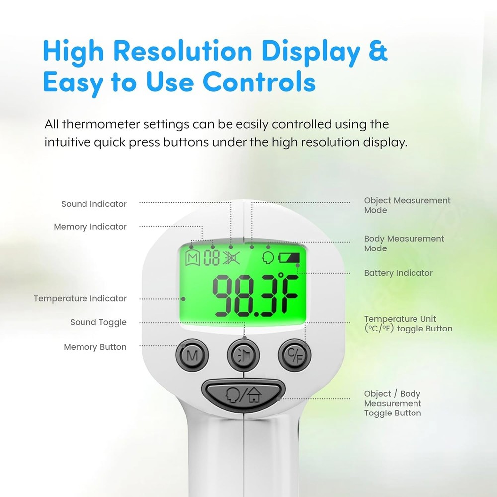 Accurate Touchless Forehead Thermometer with Ultra Clear Digital Screen