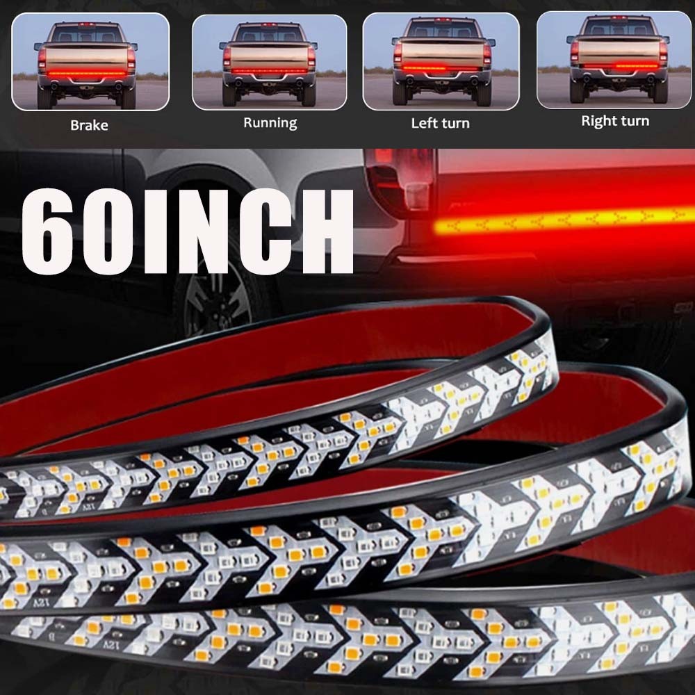 LED Tailgate Light Bar 60" Triple Row 5-Function Strip for Pickup Trailer SUV