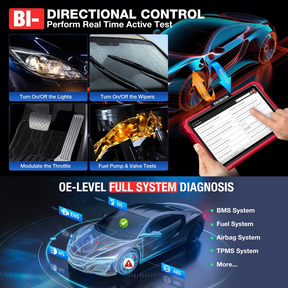 2025 KINGBOLEN K10 PRO PLUS OBD2 Car Diagnostic Tool Scanner Key ECU Coding TPMS