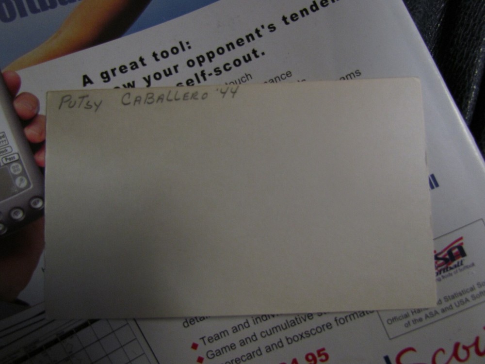 Putsy Caballero autographed index card