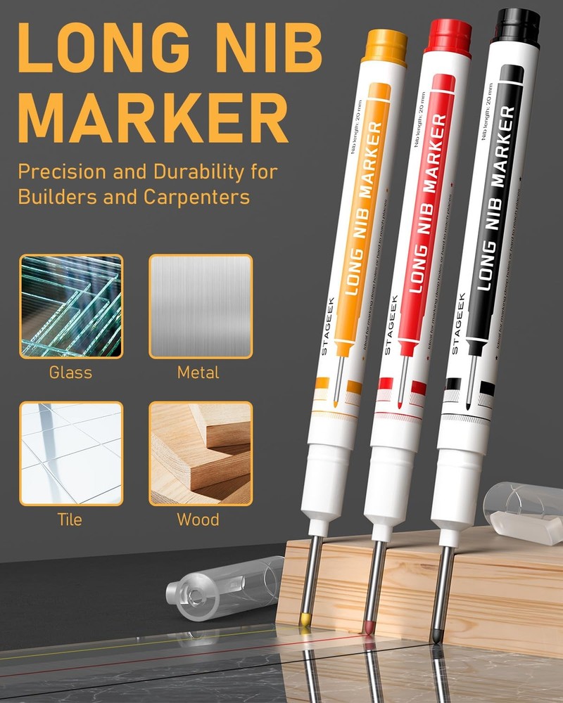 34 Pack Carpenter Pencil Set with Sharpener, Mechanical Pencils | For