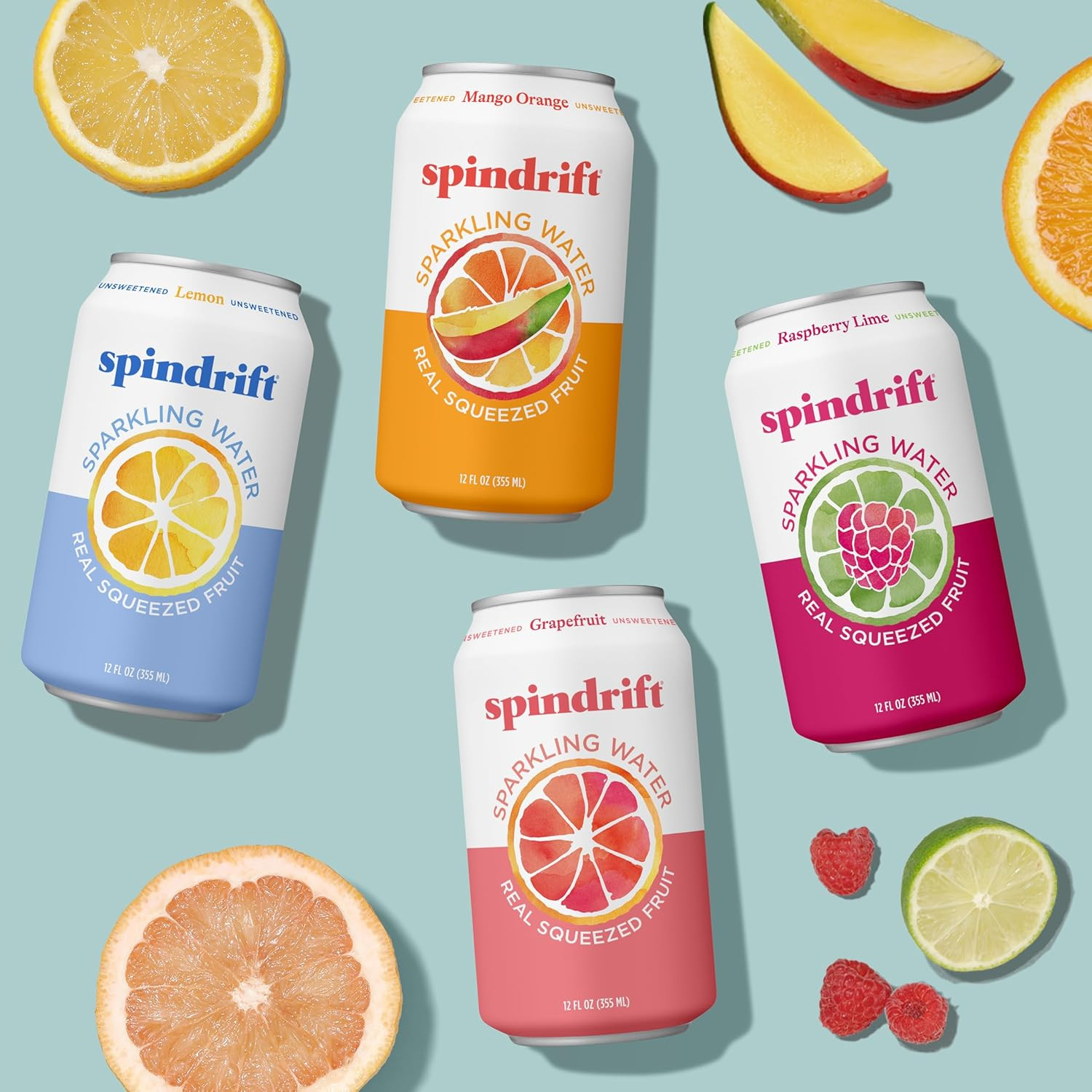 Spindrift Sparkling Water, 4 Flavor Variety Pack, Made with Real Squeezed Fruit,